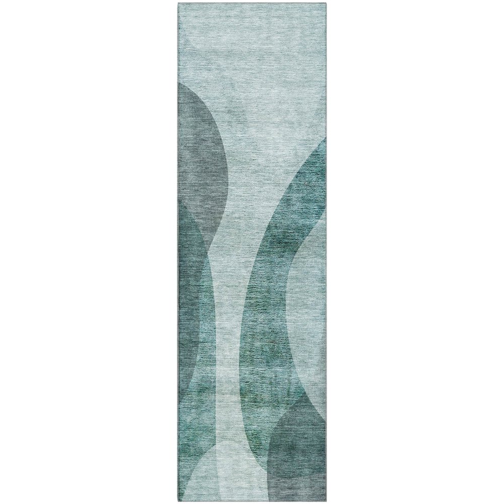 Premium Machine Washable Mayfield AMF657 Green 2'3" x 7'6" Runner Rug. Picture 1