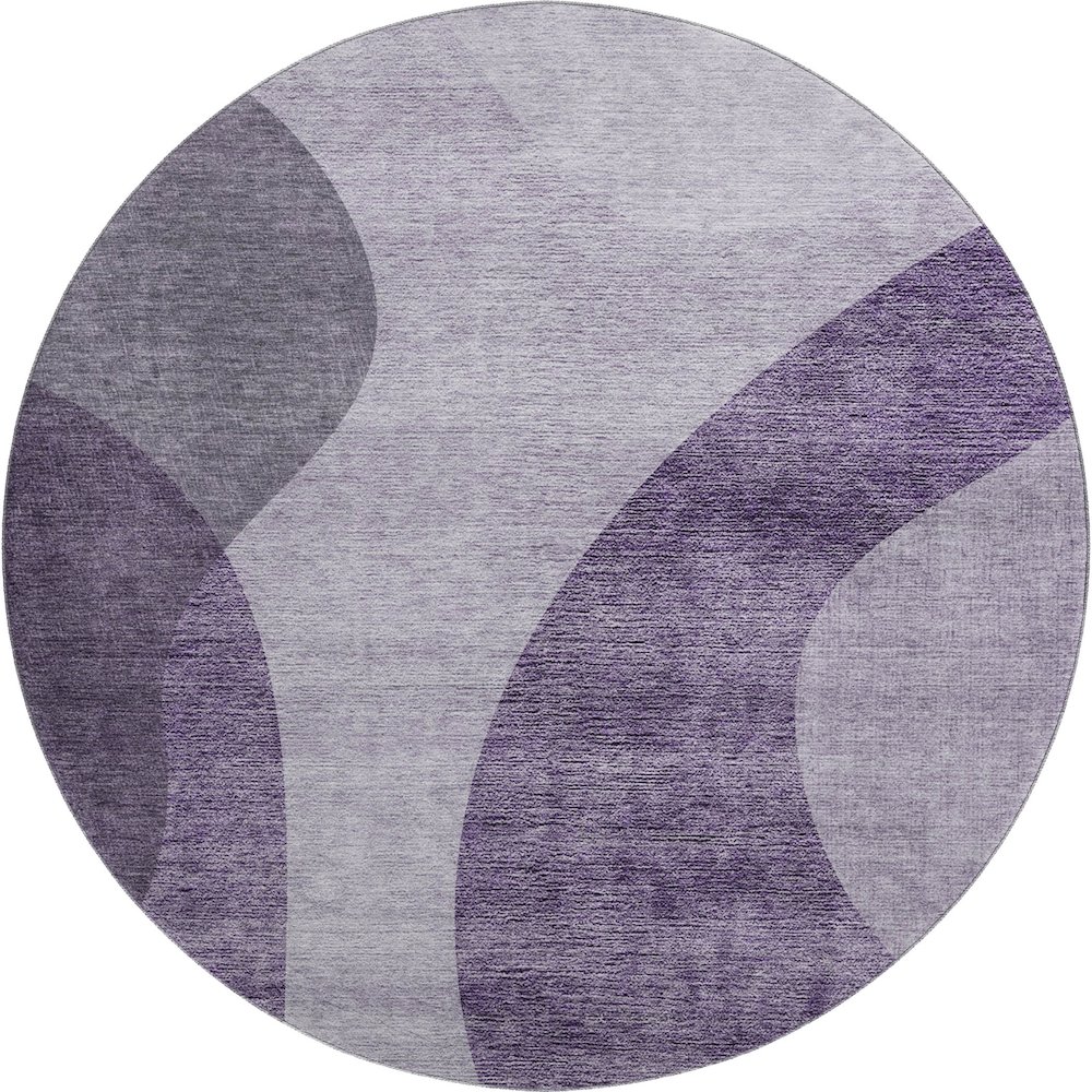 Premium Machine Washable Mayfield AMF657 Purple 8' x 8' Round Rug. Picture 1