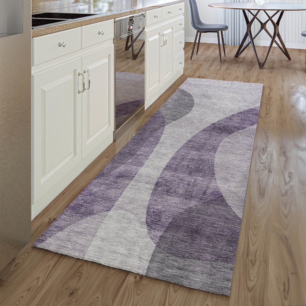 Premium Machine Washable Mayfield AMF657 Purple 2'3" x 7'6" Runner Rug. Picture 5