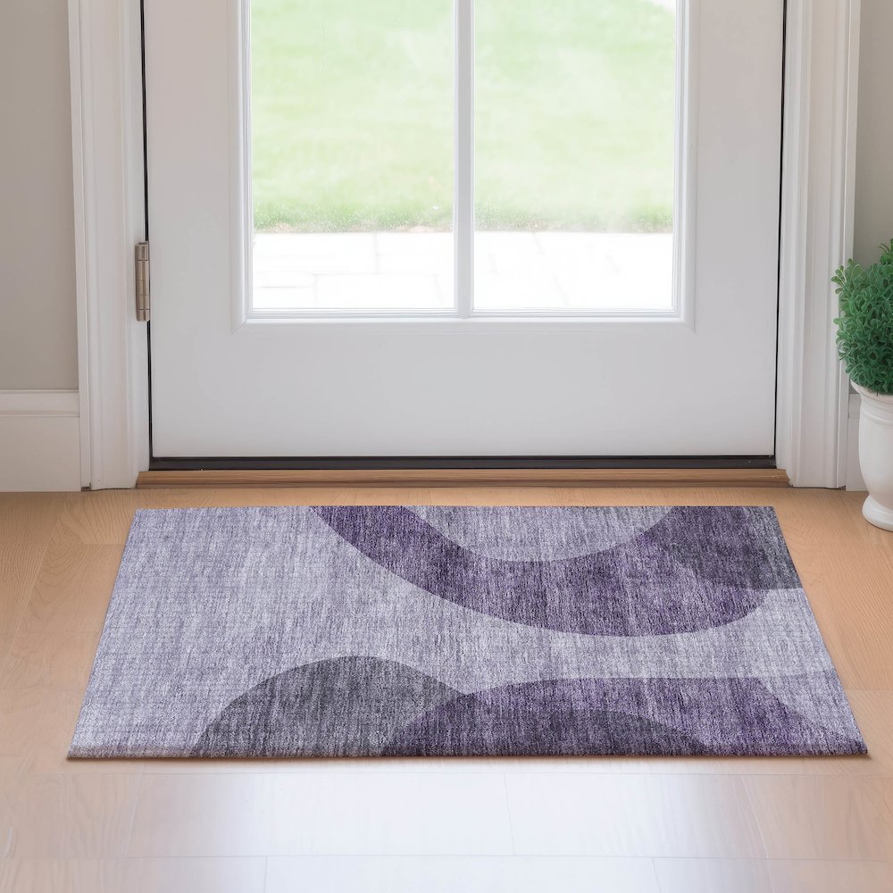 Premium Machine Washable Mayfield AMF657 Purple 1'8" x 2'6" Rug. Picture 5