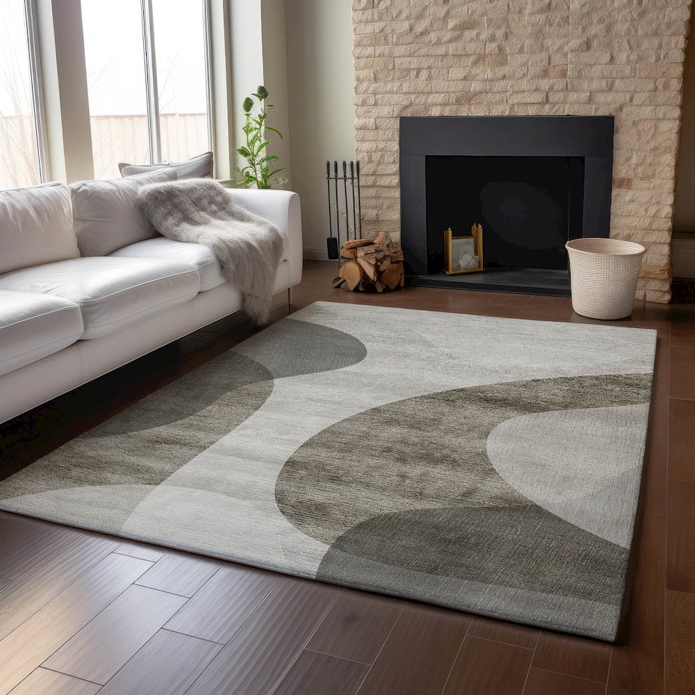 Premium Machine Washable Mayfield AMF657 Taupe 2'6" x 3'10" Rug. Picture 6