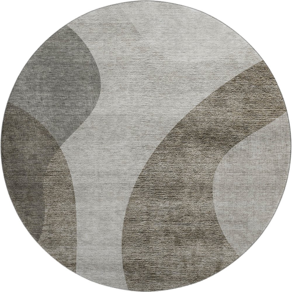 Premium Machine Washable Mayfield AMF657 Taupe 8' x 8' Round Rug. Picture 1
