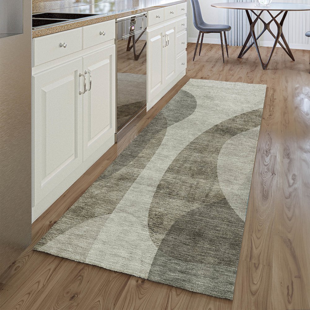 Premium Machine Washable Mayfield AMF657 Taupe 2'3" x 7'6" Runner Rug. Picture 5