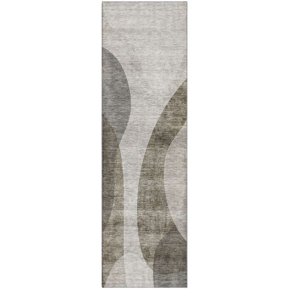 Premium Machine Washable Mayfield AMF657 Taupe 2'3" x 7'6" Runner Rug. Picture 1