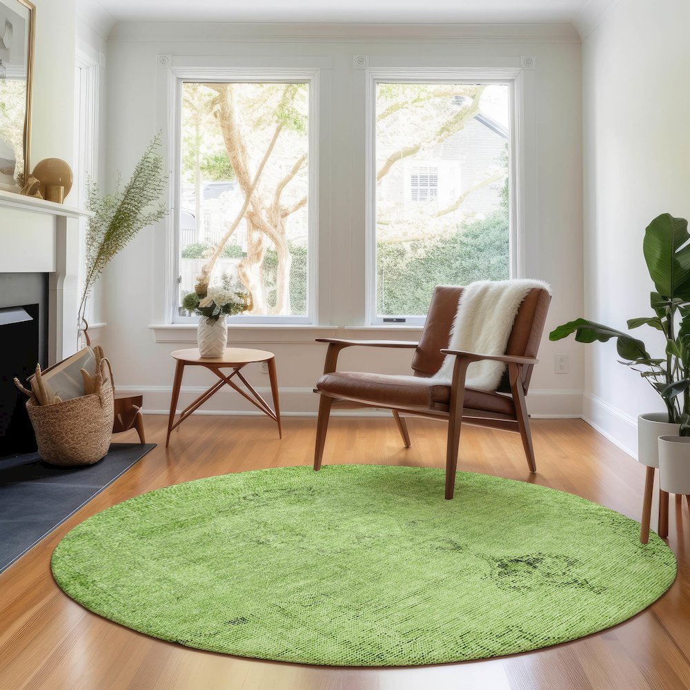 Premium Machine Washable Mayfield AMF658 Aloe 8' x 8' Round Rug. Picture 5