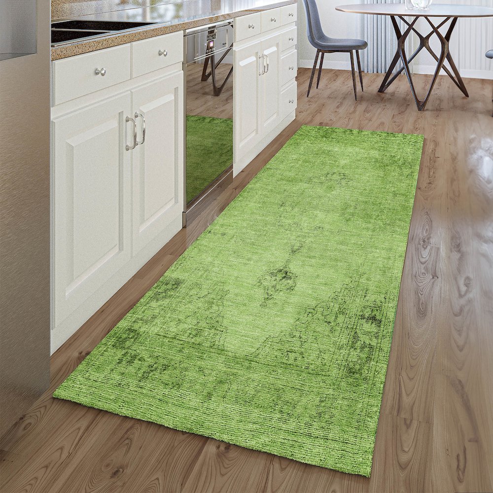Premium Machine Washable Mayfield AMF658 Aloe 2'3" x 7'6" Runner Rug. Picture 5