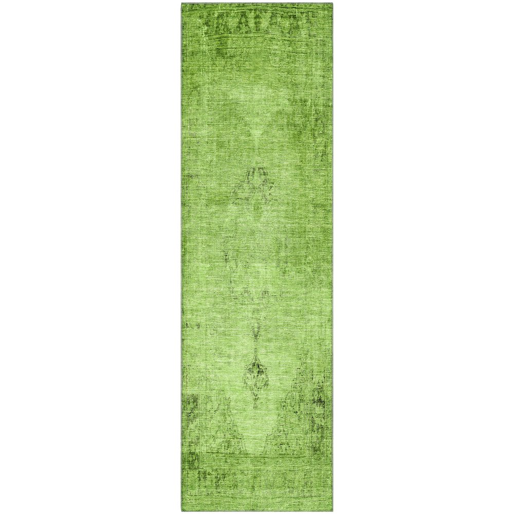 Premium Machine Washable Mayfield AMF658 Aloe 2'3" x 7'6" Runner Rug. Picture 1