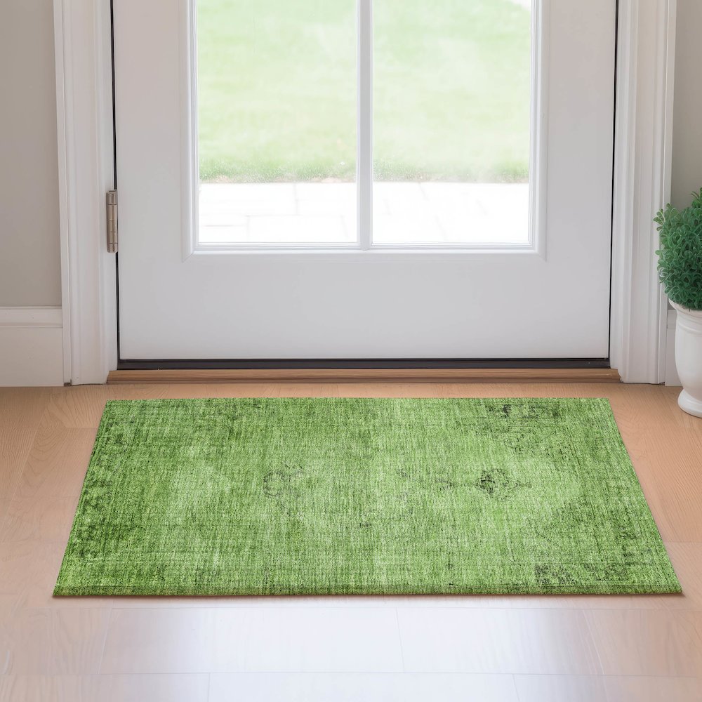 Premium Machine Washable Mayfield AMF658 Aloe 1'8" x 2'6" Rug. Picture 5