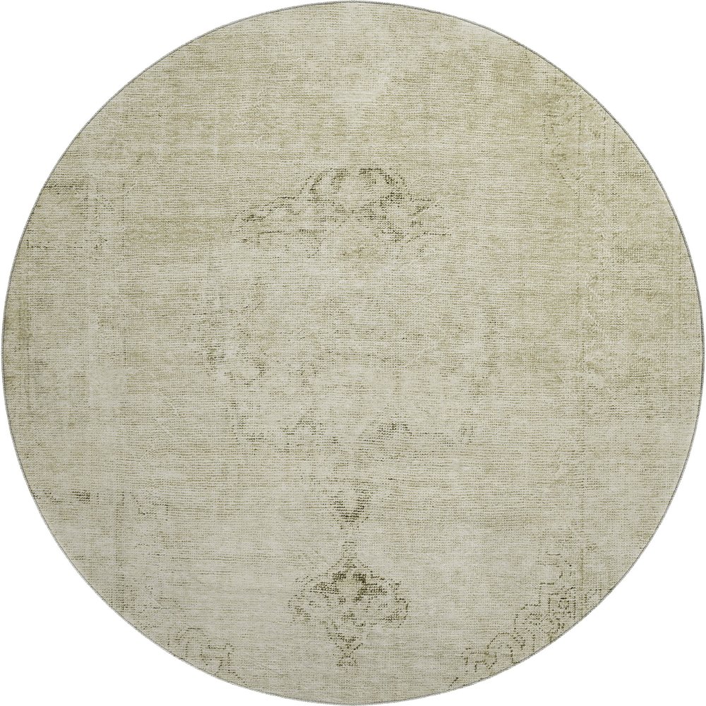 Premium Machine Washable Mayfield AMF658 Beige 8' x 8' Round Rug. Picture 1