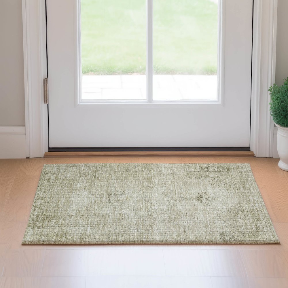 Premium Machine Washable Mayfield AMF658 Beige 1'8" x 2'6" Rug. Picture 5