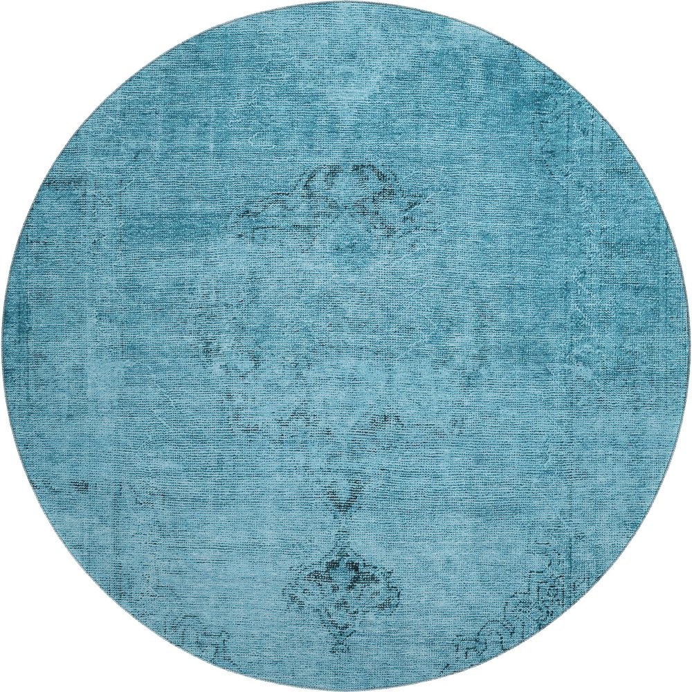 Premium Machine Washable Mayfield AMF658 Blue 8' x 8' Round Rug. Picture 1