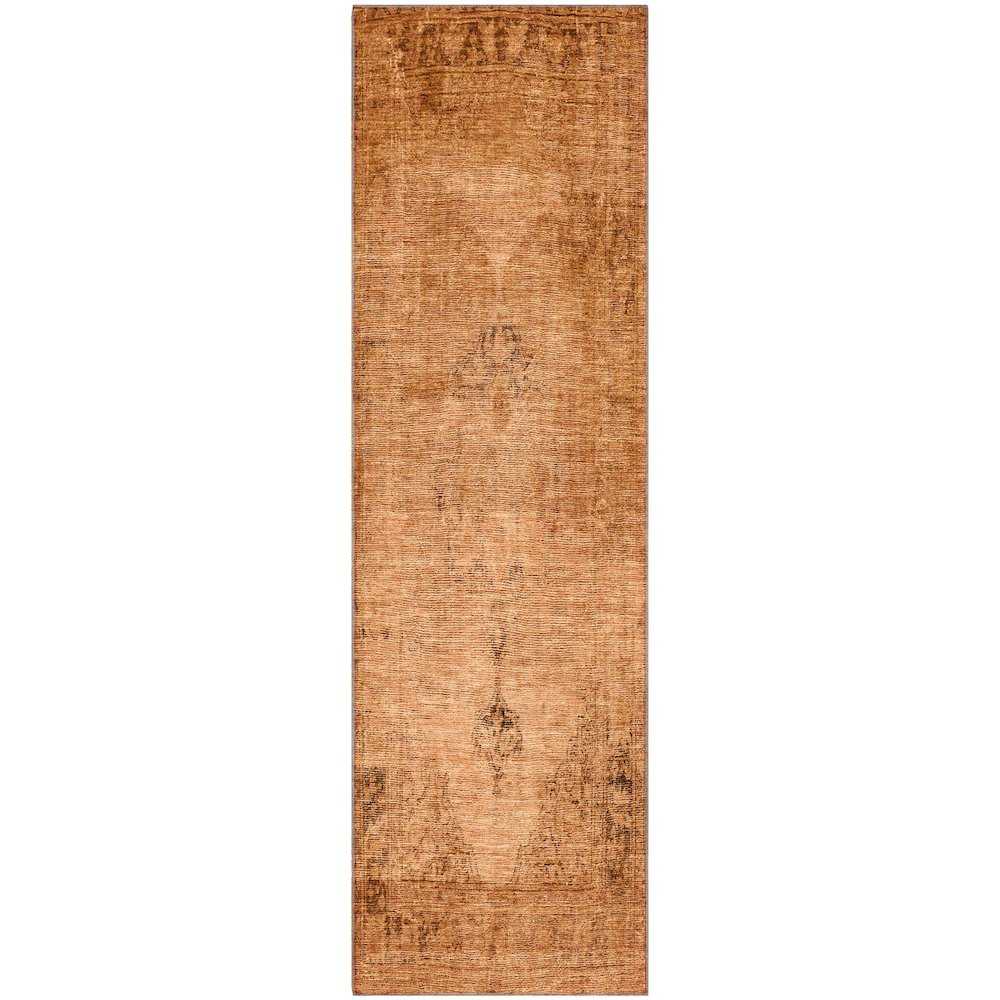Premium Machine Washable Mayfield AMF658 Copper 2'3" x 7'6" Runner Rug. Picture 1