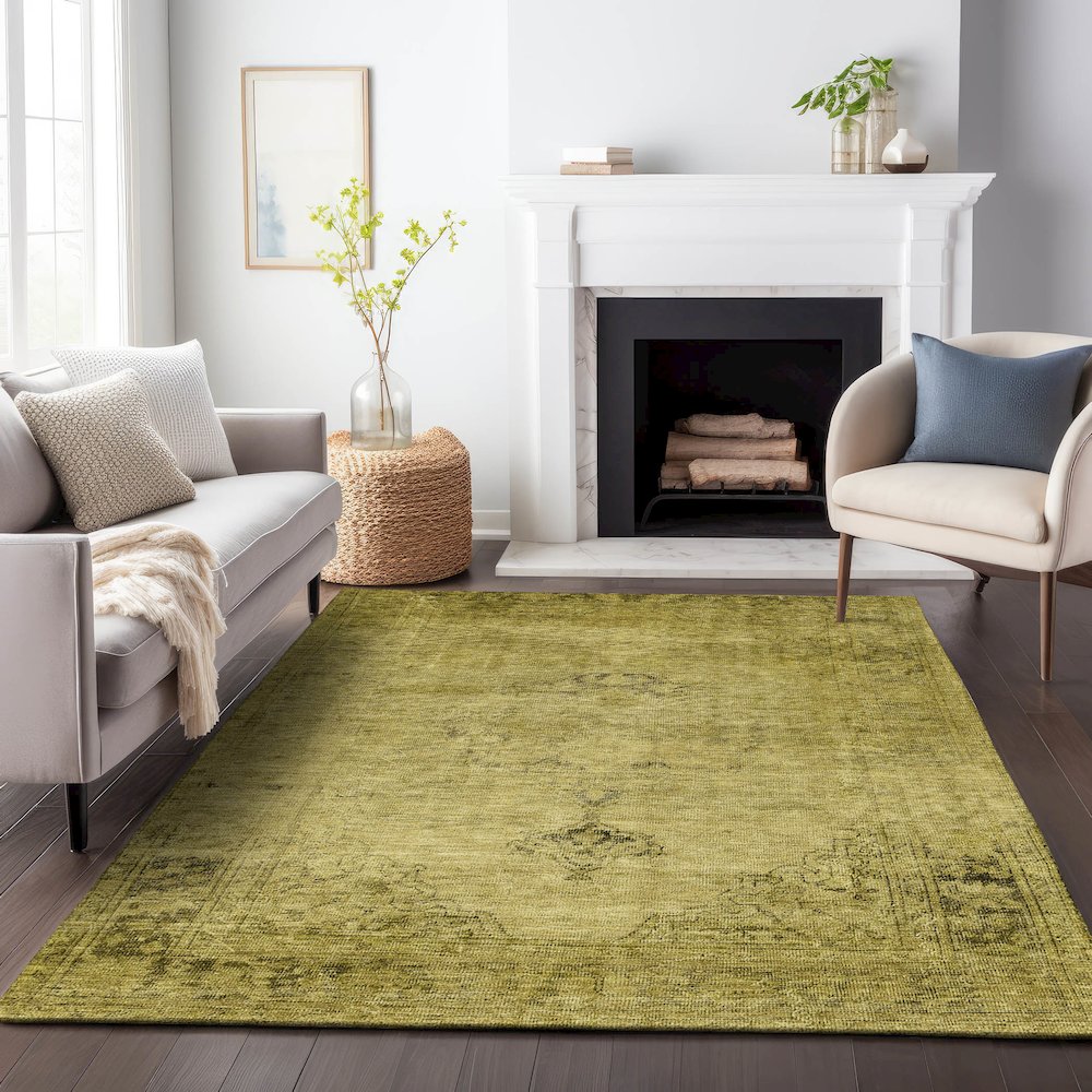 Premium Machine Washable Mayfield AMF658 Gold 2'6" x 3'10" Rug. Picture 5