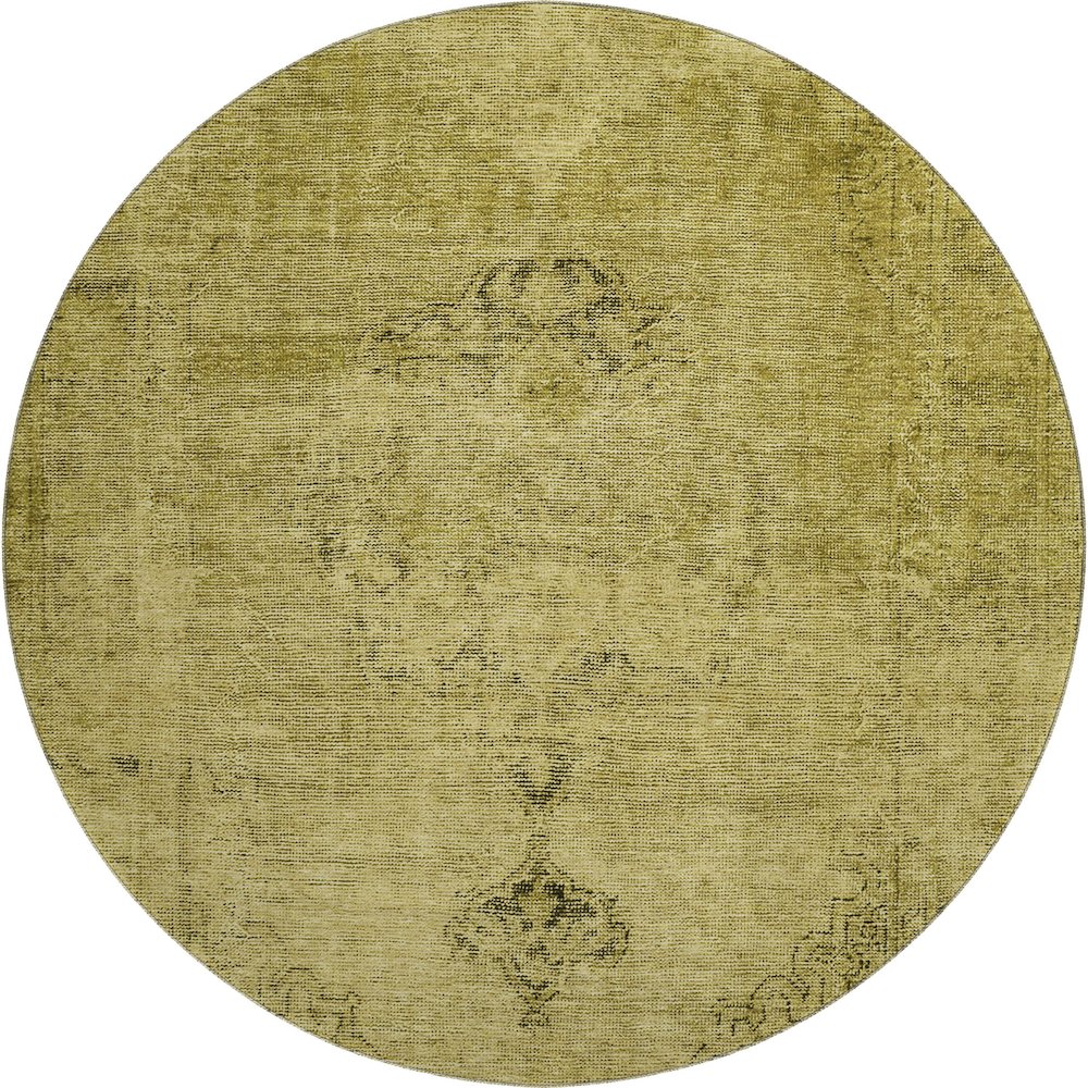 Premium Machine Washable Mayfield AMF658 Gold 8' x 8' Round Rug. Picture 1