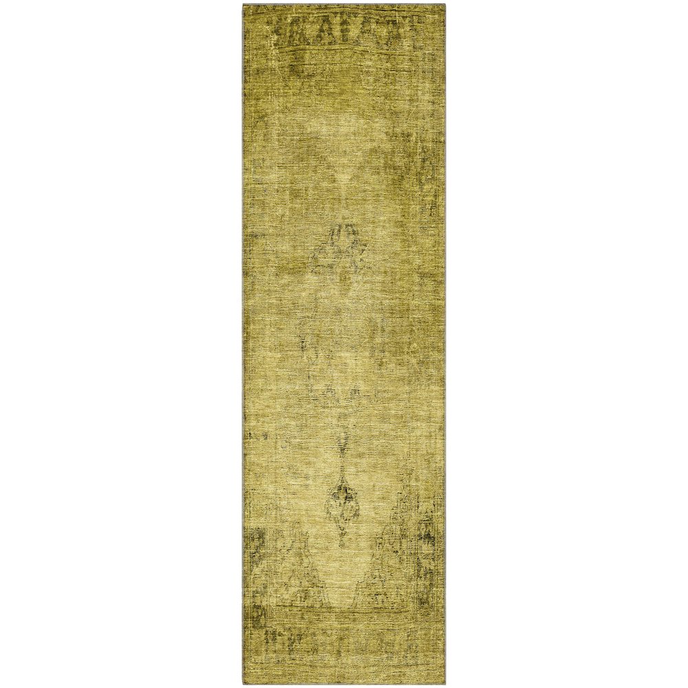Premium Machine Washable Mayfield AMF658 Gold 2'3" x 7'6" Runner Rug. Picture 1