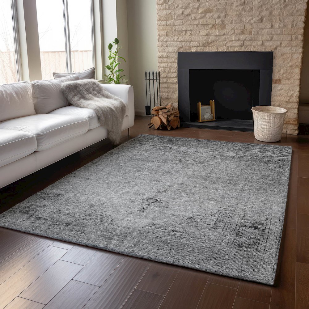 Premium Machine Washable Mayfield AMF658 Gray 2'6" x 3'10" Rug. Picture 6