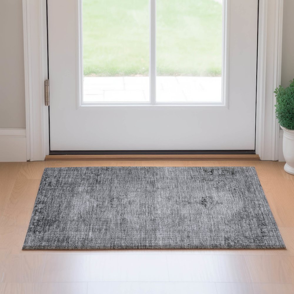 Premium Machine Washable Mayfield AMF658 Gray 1'8" x 2'6" Rug. Picture 5