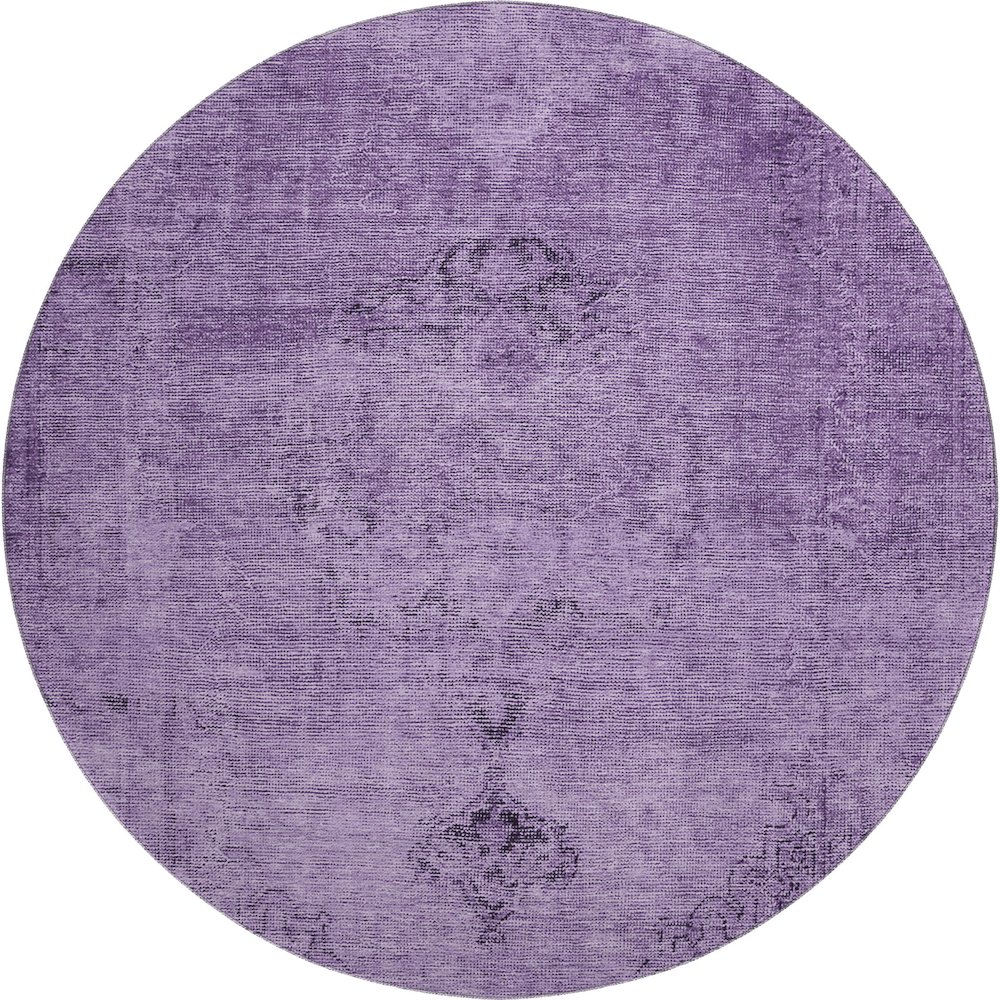 Premium Machine Washable Mayfield AMF658 Purple 8' x 8' Round Rug. Picture 1