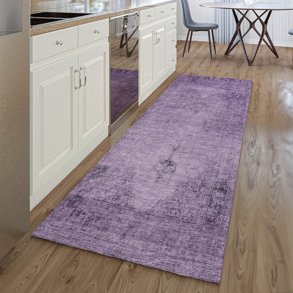 Premium Machine Washable Mayfield AMF658 Purple 2'3" x 7'6" Runner Rug. Picture 5