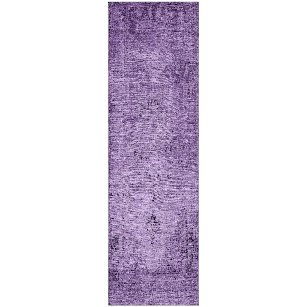 Premium Machine Washable Mayfield AMF658 Purple 2'3" x 7'6" Runner Rug. Picture 1