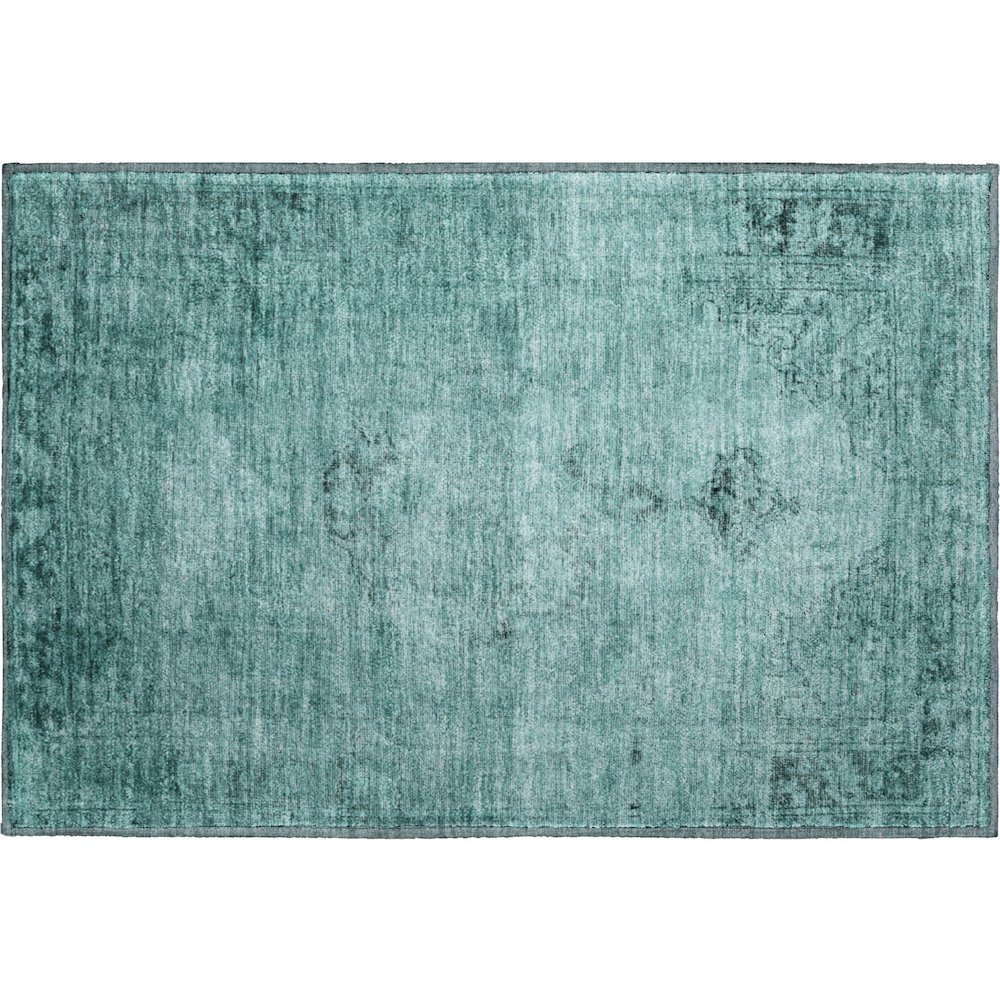 Premium Machine Washable Mayfield AMF658 Teal 1'8" x 2'6" Rug. Picture 1