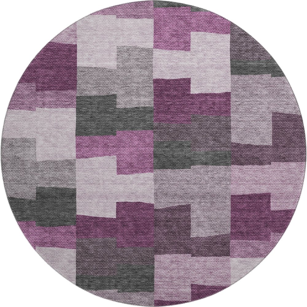 Premium Machine Washable Mayfield AMF659 Merlot 8' x 8' Round Rug. Picture 1
