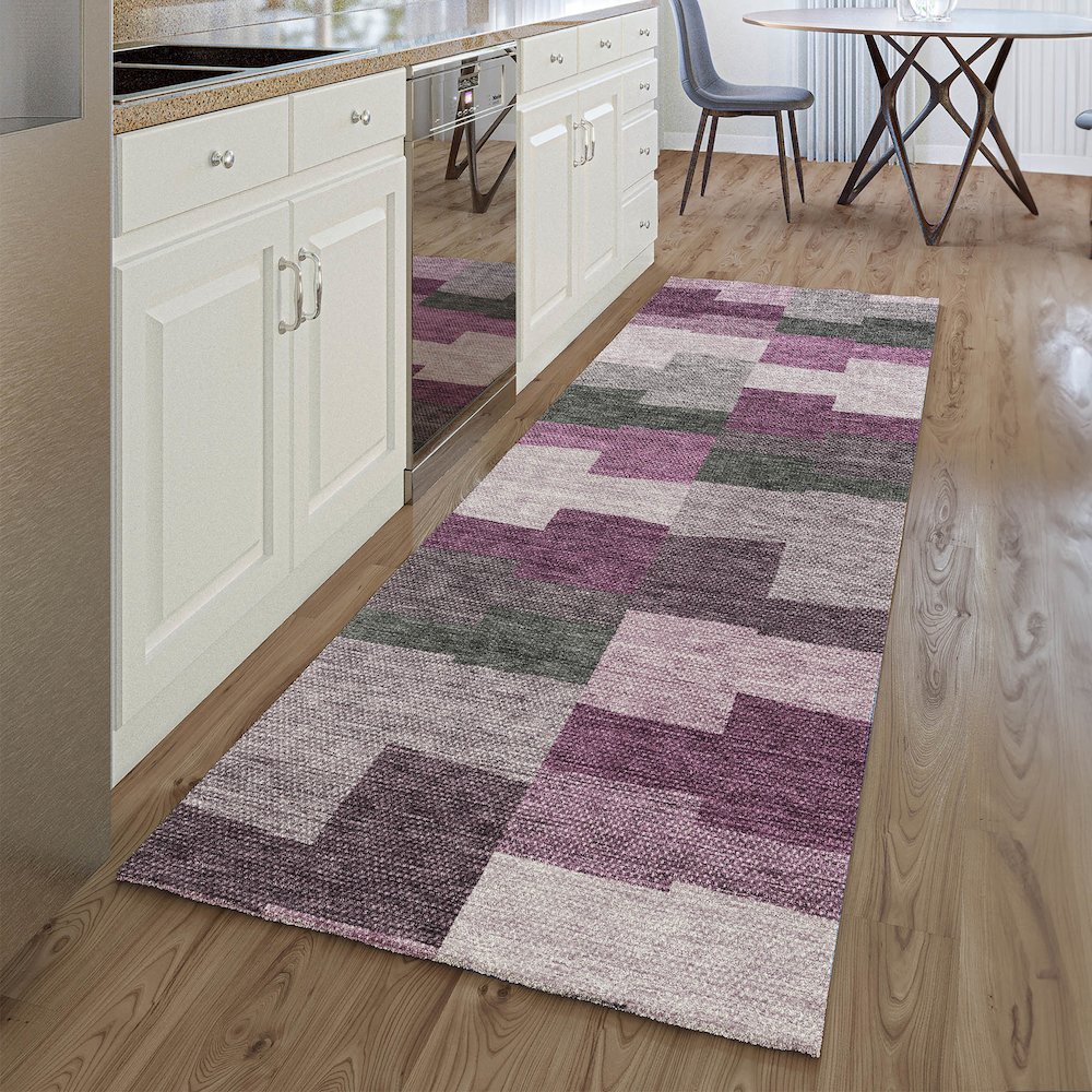 Premium Machine Washable Mayfield AMF659 Merlot 2'3" x 7'6" Runner Rug. Picture 5
