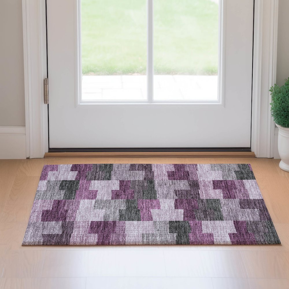 Premium Machine Washable Mayfield AMF659 Merlot 1'8" x 2'6" Rug. Picture 5