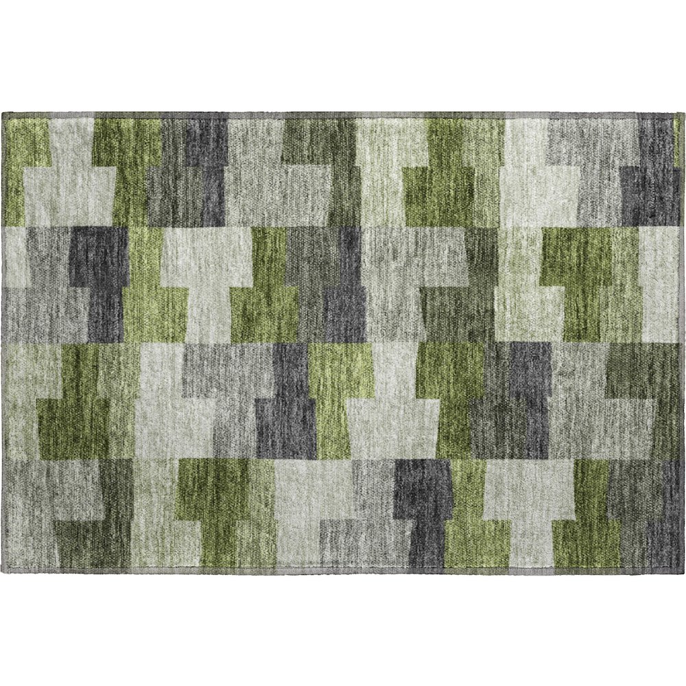 Premium Machine Washable Mayfield AMF659 Olive 1'8" x 2'6" Rug. Picture 1