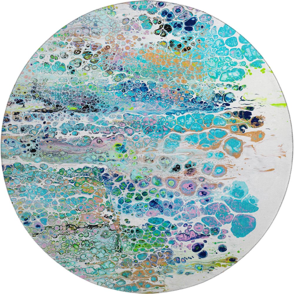 Premium Machine Washable Mayfield  Mermaid 8' x 8' Round Rug. Picture 1