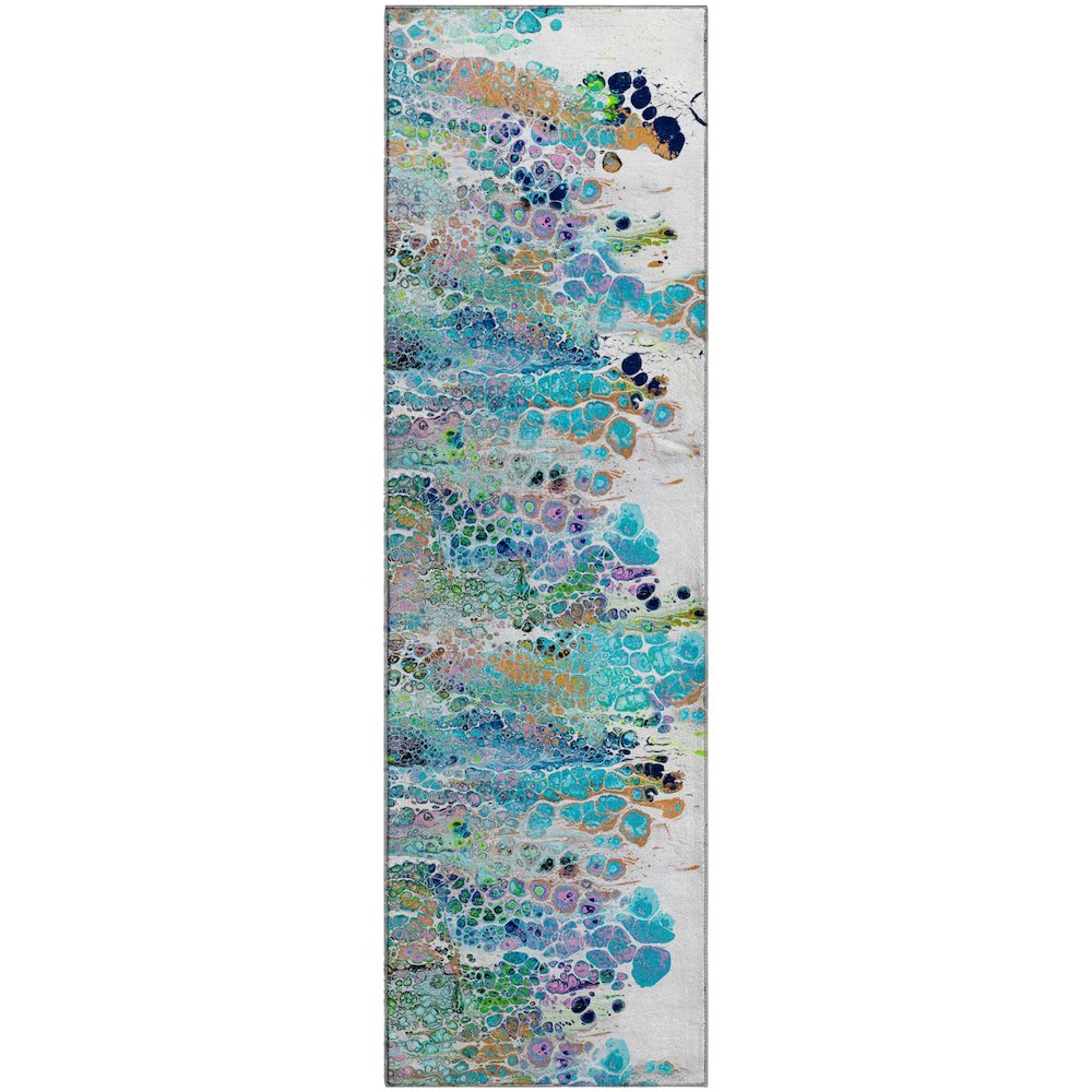 Premium Machine Washable Mayfield  Mermaid 2'3" x 7'6" Runner Rug. Picture 1