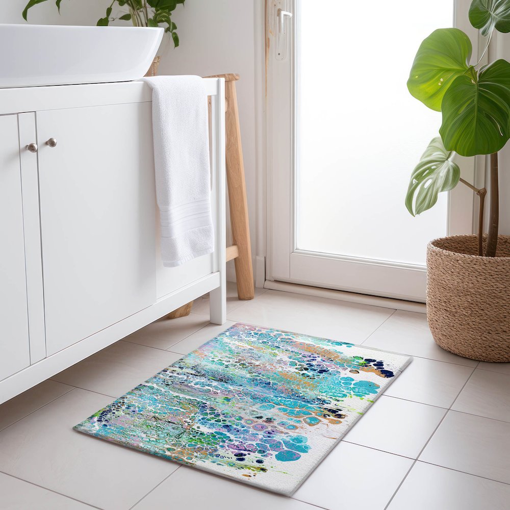 Premium Machine Washable Mayfield  Mermaid 1'8" x 2'6" Rug. Picture 5