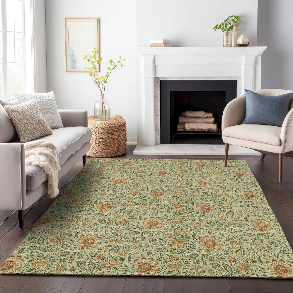 Premium Machine Washable Mayfield AMF660 Aloe 2'6" x 3'10" Rug. Picture 5