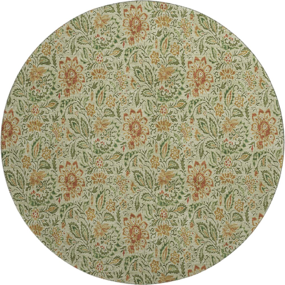 Premium Machine Washable Mayfield AMF660 Aloe 8' x 8' Round Rug. Picture 1