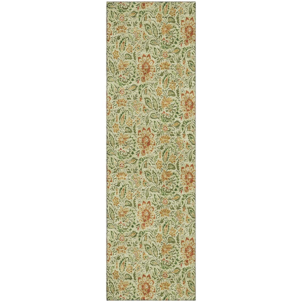 Premium Machine Washable Mayfield AMF660 Aloe 2'3" x 7'6" Runner Rug. Picture 1