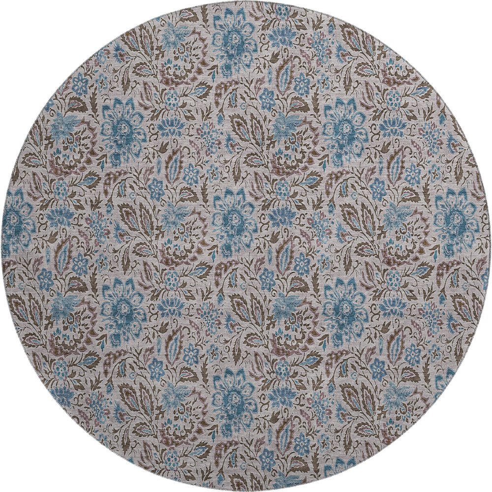 Premium Machine Washable Mayfield AMF660 Mocha 8' x 8' Round Rug. Picture 1