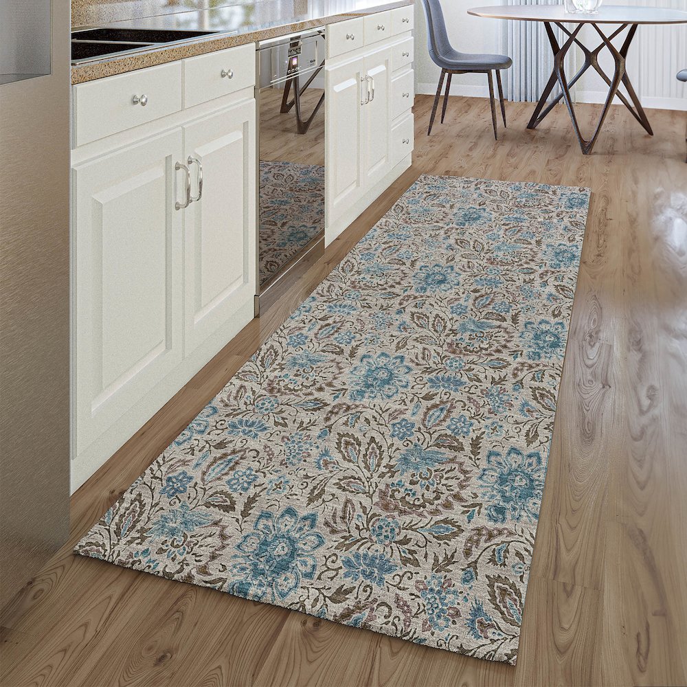 Premium Machine Washable Mayfield AMF660 Mocha 2'3" x 7'6" Runner Rug. Picture 5