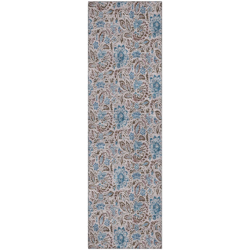 Premium Machine Washable Mayfield AMF660 Mocha 2'3" x 7'6" Runner Rug. Picture 1