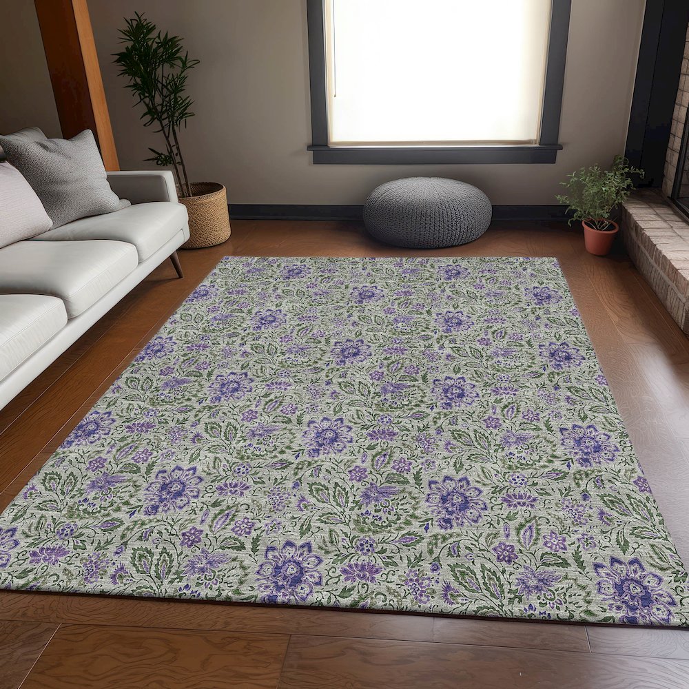Premium Machine Washable Mayfield AMF660 Olive 2'6" x 3'10" Rug. Picture 5