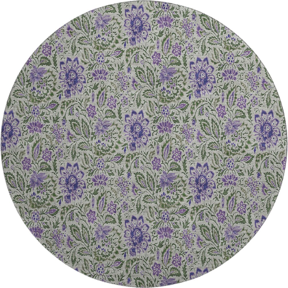 Premium Machine Washable Mayfield AMF660 Olive 8' x 8' Round Rug. Picture 1