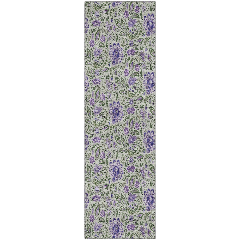 Premium Machine Washable Mayfield AMF660 Olive 2'3" x 7'6" Runner Rug. Picture 1