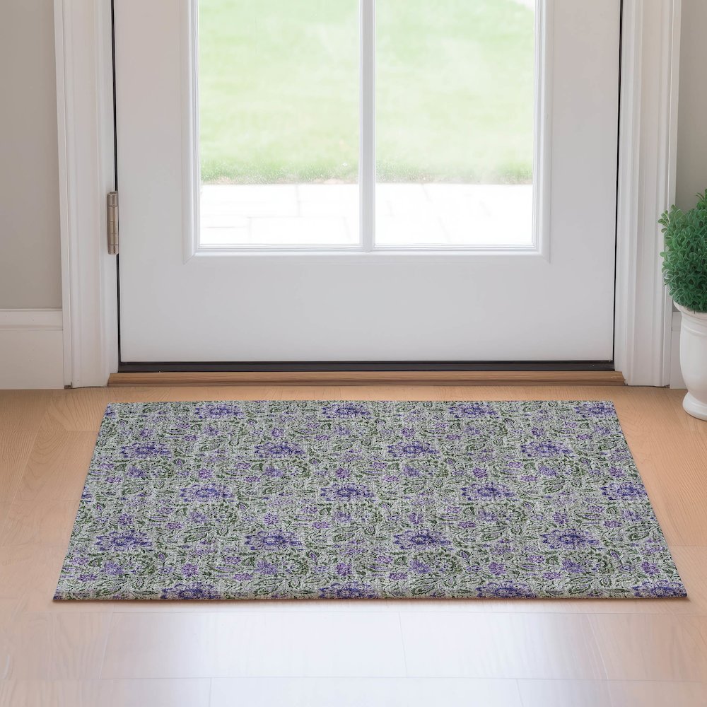 Premium Machine Washable Mayfield AMF660 Olive 1'8" x 2'6" Rug. Picture 5