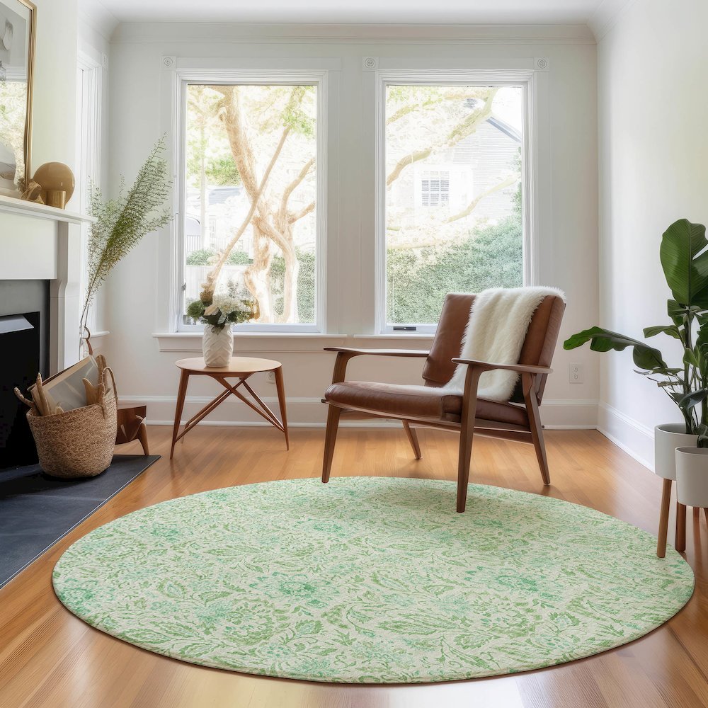 Premium Machine Washable Mayfield AMF660 Sage 8' x 8' Round Rug. Picture 5