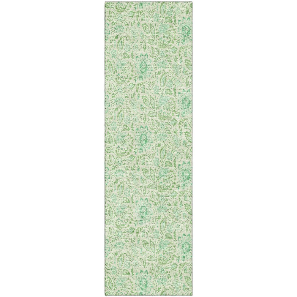 Premium Machine Washable Mayfield AMF660 Sage 2'3" x 7'6" Runner Rug. Picture 1