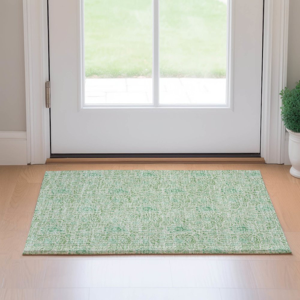 Premium Machine Washable Mayfield AMF660 Sage 1'8" x 2'6" Rug. Picture 5