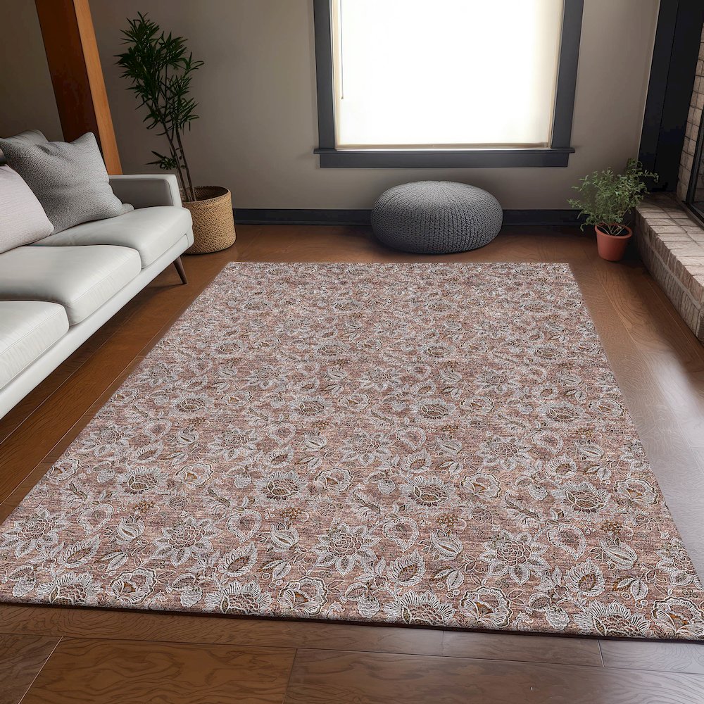 Premium Machine Washable Mayfield AMF661 Copper 2'6" x 3'10" Rug. Picture 5