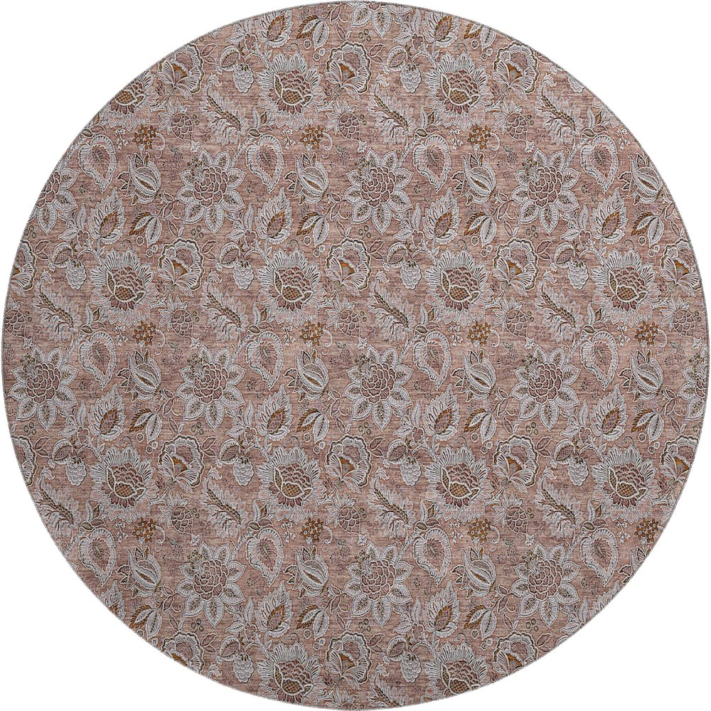 Premium Machine Washable Mayfield AMF661 Copper 8' x 8' Round Rug. Picture 1