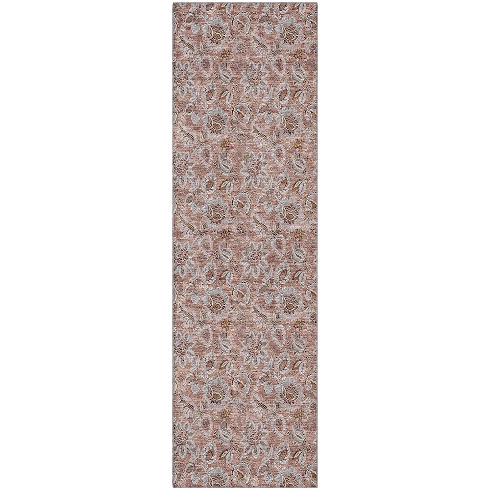 Premium Machine Washable Mayfield AMF661 Copper 2'3" x 7'6" Runner Rug. Picture 1