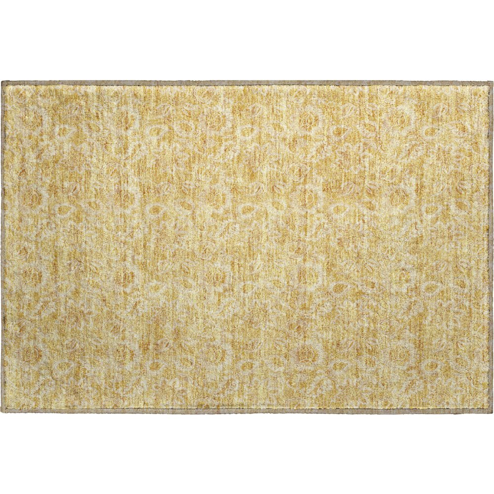 Premium Machine Washable Mayfield AMF661 Gold 1'8" x 2'6" Rug. Picture 1