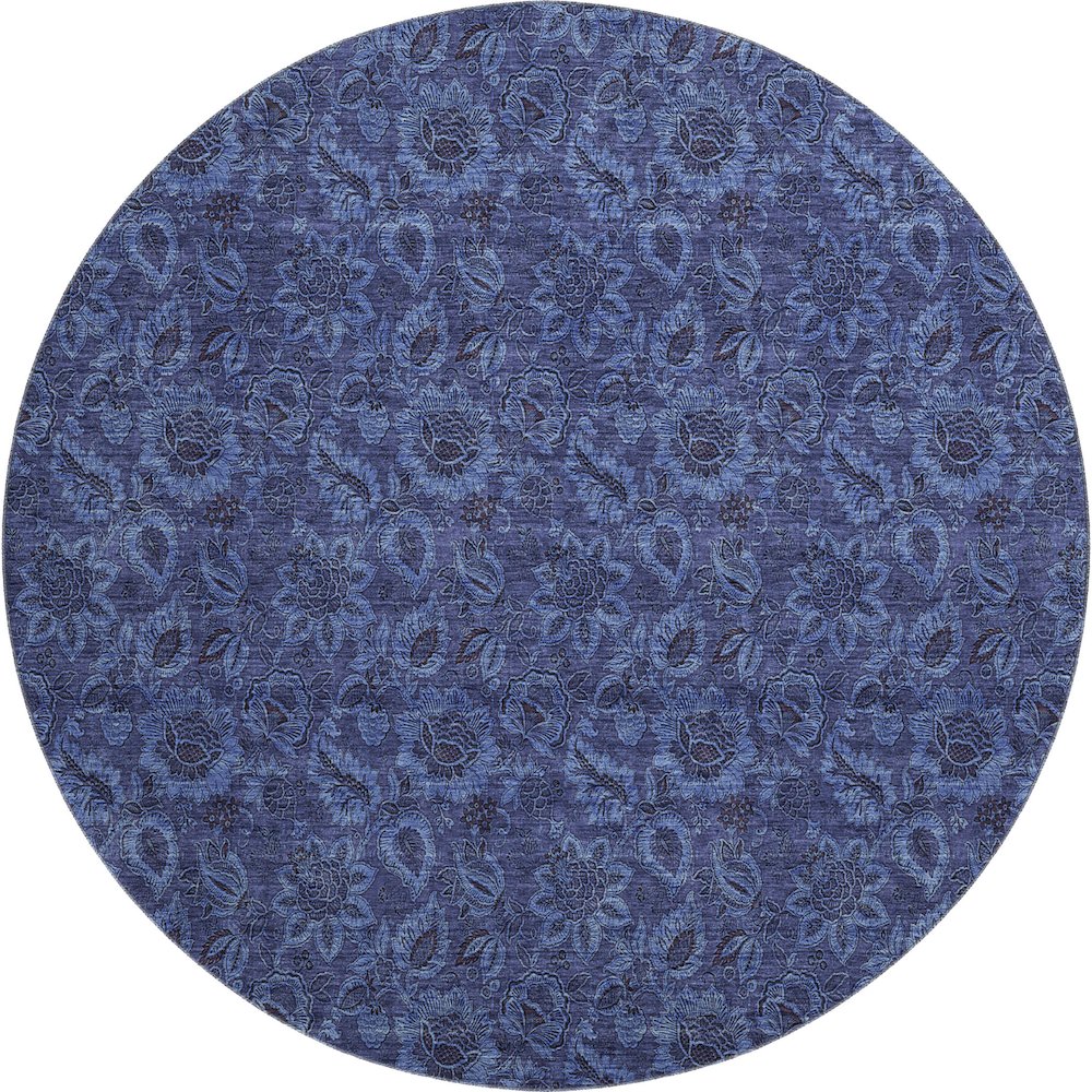 Premium Machine Washable Mayfield AMF661 Navy 8' x 8' Round Rug. Picture 1